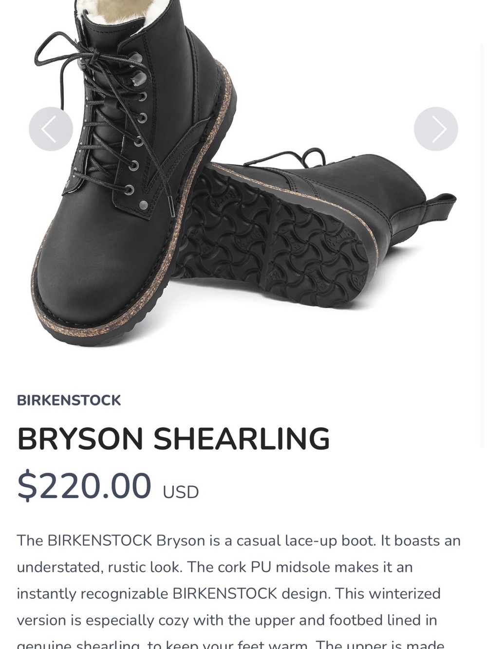 Birkenstock Black Bryson Shearling Lace-Up Boot